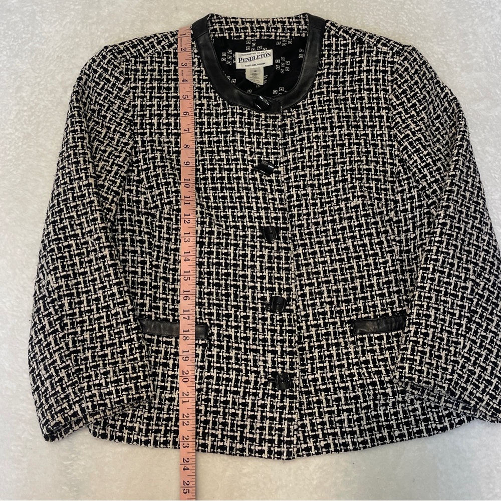 Pendleton Houndstooth Tweed Collarless Mod Preppy… - image 4